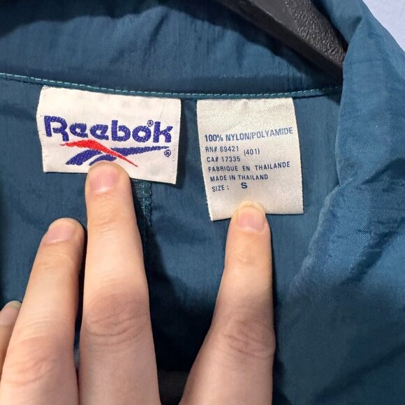 Reebok Blue/Green Windbreaker vintage 90's streetwear size small ladies - Picture 4 of 6